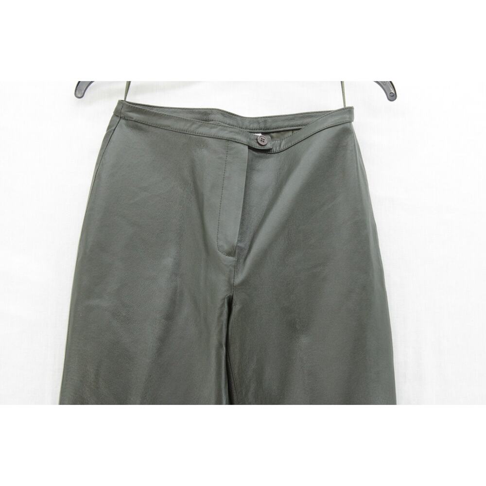 NEW  Newport News Soft Leather 2 Piece Pant Suit Womens Sz 4 Gray Green Biker - Picture 9 of 16